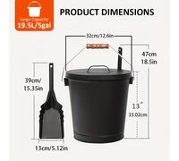 TEMU Grande de Metal Galvanizado de 19.5L/5gal con y Pala - para , Chimeneas | Guantes, Paños y Cepillo para Polvo | Accesorio Ideal para el del Invierno