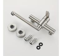TEMU Grifo de Cocina de Acero Inoxidable 304 - Grifo Giratorio de Manija para Pared con Acabado Cepillado, Válvula para Lavar Platos y Enjuagar Verduras, Altura Elevada, Montaje en Fregadero