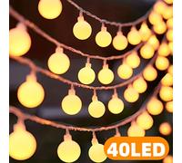 TEMU Guirnalda de luces de con 40 LEDs, luces de cadena orbiculares a pilas, luces de cadena brillantes románticas para fiestas, Navidad, y decoraciones festivas de Año ( ), IPX4
