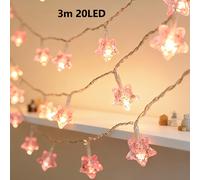TEMU Guirnalda de luces de con estrellas rosas, regalo de San Valentín y regalo de Navidad, decoración diaria | Funciona con pilas (pilas no incluidas)