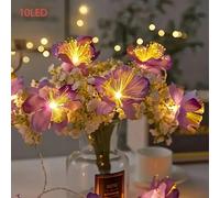 TEMU Guirnalda de luces de fibra óptica con forma de flores, 4.92 pies de largo con 10 flores LED, para decorar habitaciones, mesas, y celebraciones de Pascua ( )
