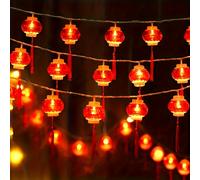 TEMU Guirnalda de luces LED de farolillos rojos para el Año Chino - Funcionan con pilas, lámparas colgantes decorativas con borlas para decoración festiva del hogar y fiestas, luces para decoración