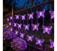 TEMU Guirnalda de Luces Solares de Mariposas Moradas para Exterior, Luces Decorativas de Jardín con 8 de Color , Luces Colgantes para Árboles, Luz Nocturna para Festivales, Halloween