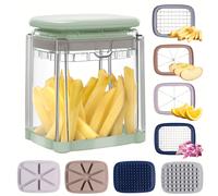 TEMU Herramienta de cocina 4 en 1 para cortar patatas fritas, cebollas, tomates y frutas con un picador tipo prensa