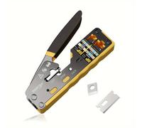 TEMU Herramienta de Crimpado RJ45 con Cortador y Paso a Través para Conectores Modulares Cat6, , Cat5e 8P8C, Herramienta Ómnibus Ethernet Todo-en-Uno