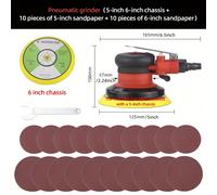 TEMU HIFESON Lijadora Orbital Neumática de 5 Pulgadas y 6 Pulgadas 125Mm 150Mm, Máquina Pulidora de Papel de a Presión, Herramienta Profesional para Lijar Automóviles
