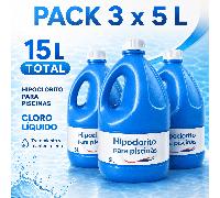 TEMU Hipoclorito para Piscinas, Pack 3 x 5L (15L Total) - Cloro para Tratamiento y de Piscinas Exteriores