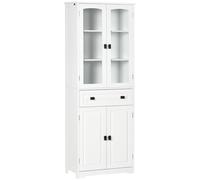 TEMU HOMCOM Alacena de Cocina Aparador de Comedor Mueble Auxiliar con 4 Puertas 1 Cajón y 2 Estantes Ajustables para Salón 60x30x160 cm