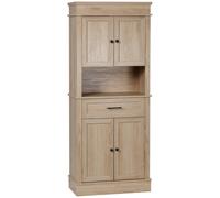 TEMU HOMCOM Alacena de Cocina Aparador de Comedor Mueble Auxiliar para Microondas con 4 Puertas 1 Cajon y Estante Abierto para Salon 74x39,5x183 cm