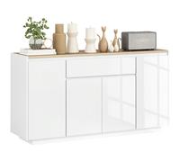 TEMU HOMCOM Aparador de 4 Puertas Aparador de Salón con Cajón y Estantes Ajustables para Dormitorio 140x40x75 cm Natural y