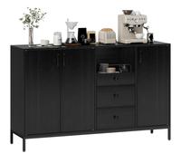TEMU HOMCOM Aparador de , Aparador de Salón Cajones, Estantes Ajustables, para Cocina, Entrada, Comedor, Dormitorio, Negro, 143,5x40x90 cm