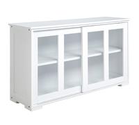 TEMU HOMCOM Aparador de Cocina Moderno Aparador Apilable Mueble Auxiliar de Cocina con Corredizas de Vidrio y Estante Ajustable para Salon Comedor 107x33x62, 5 cm