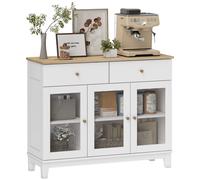 TEMU HOMCOM Aparador de Vidrio Estriado Aparador para Salón Moderno con 2 Cajones y Estantes Ajustables para Comedor Entrada 100x35x80,3 cm