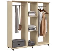 TEMU HOMCOM Armario con Ruedas, Armario Abierto Colgador con Barras para Colgar Ropa, Estantes Abiertos, para Dormitorio, 120x40x128 cm, Natural