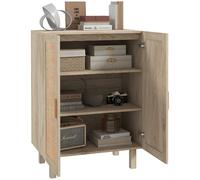 TEMU HOMCOM Armario de Salon con de Rejilla de Ratan y Estantes Ajustables Aparador de Salon para Oficina Estudio Dormitorio Estilo Antivuelco 73x41x102 cm Natural