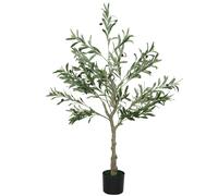 TEMU HOMCOM Artificial 120 cm Planta Artificial Decorativa con Hojas de Seda y 20 Aceitunas Decoración Interior para Hogar Oficina Dormitorio Salón Pack 1
