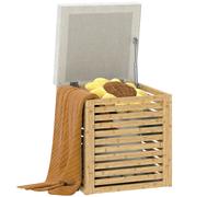 TEMU HOMCOM Baúl de Almacenaje para Dormitorio 54, 7L Taburete de Almacenaje Tapizado Asiento Desmontable de Bambú para Entrada Salón 40x40x47 cm