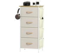 TEMU HOMCOM Cajonera de Tela Cómoda con Cajones 4 Bolsillos y Estructura de Acero Cómoda para Dormitorio Pasillo Beige