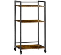 TEMU HOMCOM Carro de Almacenamiento Estantes Ajustables Soporte de Impresora con Ruedas para Oficina Cocina Dormitorio 50x35x100, 5 cm Marrn Rstico