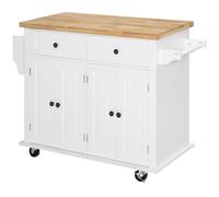 TEMU HOMCOM de Cocina con Ruedas Carro de Cocina con 2 Cajones 4 Puertas Estante Ajustable Especiero y Barra Lateral Mueble Buffet Auxiliar para Comedor Sala 111x44, 5x82, 5 cm