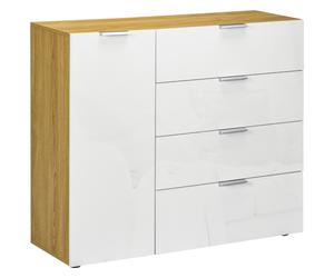 TEMU HOMCOM de Dormitorio Aparador de Salon con 4 Cajones de de Puerta y Estantes Ajustables para Comedor 105x35x92 cm