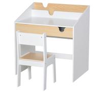 TEMU HOMCOM Escritorio para Niños con Silla de 3 a 6 Años Infantil de 2 Piezas con Cajon y Estantes de Libros Escritorio Infantil para Estudio Dormitorio