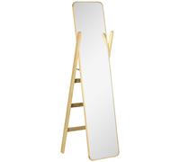 TEMU HOMCOM Espejo de Pie con Perchero Espejo de Cuerpo 40x35x147 cm Espejo Largo con de Madera para Salon Dormitorio Entrada Natural