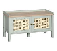 TEMU HOMCOM Gabinete de almacenamiento para zapatos con patas, estante 2, gabinetes con de mimbre, asa de aleación de aluminio, color verde