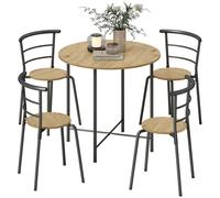 TEMU HOMCOM Juego de Mesa y Sillas de Comedor, Mesa de Cocina Redonda con 4 Sillas, Estilo Industrial, Metálico, para Espacios Pequeños, Salón, Natural