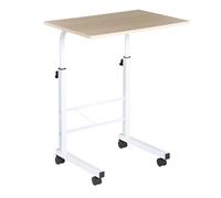 TEMU HOMCOM Mesa Auxiliar con Ruedas Mesa para Sofa Mesa de Ordenador Ajustable para Hogar Oficina 60x40x68-78 cm