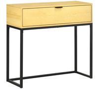 TEMU HOMCOM Mesa Consola con Cajon Consola Auxiliar Mesa de Entrada con Patas de Acero para Pasillo Salon Dormitorio 80x30x76 cm Natural