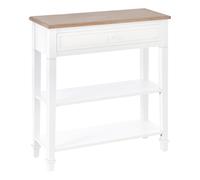 TEMU HOMCOM Mesa de Consola Multifuncional Mesa Auxiliar para Sala Pasillo Comedor con 2 Estantes 1 Cajon Extraible Manija Diseño Elegante Pino 75.6x27.5x80.5 cm Madera Natural