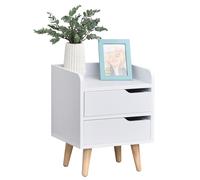 TEMU HOMCOM Mesa de Noche Multiusos Mesita Auxiliar para o Dormitorio con 2 Cajones Espaciosos Patas Elevadas de Diseño Moderno 33x28x42 cm