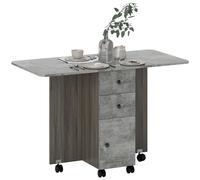 TEMU HOMCOM Mesa Plegable de Comedor Mesa de Cocina Plegable con Ruedas Abatibles 2 Cajones Estante y Armario 6 para Salón Pequeño 120x60x765 cm