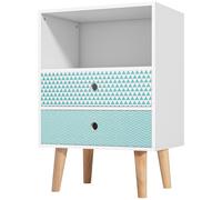 TEMU HOMCOM Mesita de Noche Cómoda de Madera Cajonera con 2 Cajones con Estante Abierto para Dormitorio Salón 45x30x65 cm