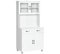 TEMU HOMCOM Mueble Aparador auxiliar de Cocina Alacena Buffet Armario de Comedor con Estantes Interiores Ajustables y Cajon 80x48x170 cm