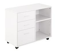 TEMU HOMCOM Mueble Impresora Mesa para Impresora Multifuncional Cajones Estante Ajustable Ruedas Gran Capacidad de Almacenaje 80x40x65 cm