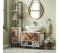 TEMU HOMCOM Mueble Lavabo Mueble de Lavabo con Pie Mueble de Baño con en Espiga y Compartimento Abierto para Lavabo con Pedestal Pie 80x40x60 cm Crema y Nogal