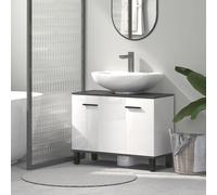 TEMU HOMCOM Mueble Lavabo Mueble de Lavabo con Pie Mueble de Baño con y Estantes Ajustables para Lavabo con Pedestal Pies 80x34x60 cm