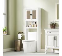 TEMU HOMCOM Mueble sobre Inodoro Armario sobre Inodoro con con Frontal de Ratán Compartimento y Estante Ajustable Mueble de Baño 60x19,5x160 cm