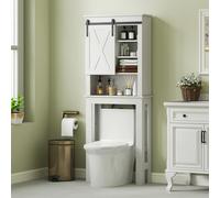 TEMU HOMCOM Mueble sobre Inodoro Armario sobre Inodoro con Puerta Corredera de y 6 Compartimentos Mueble de Baño 67x25x172 cm