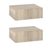 TEMU HOMCOM Set de 2 Mesitas de Noche Flotantes con 1 Cajon Diseño en la Pared Estilo Moderno para Dormitorio 40x30x15 cm Natural