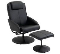 TEMU HOMCOM Sillón Reclinable con Reposapiés Sillón de Salón Giratorio con Tapizado en PU y Estructura de Acero Carga 120 kg para Dormitorio Negro