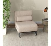TEMU HOMCOM Sofá Cama de 1 Sofá Cama Plegable Tapizado en Lino con Respaldo Ajustable de 5 Niveles y Almohada Acolchada para Oficina Dormitorio Salón 75x70x75 cm Beige