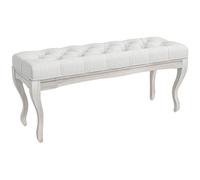 TEMU HOMCOM Taburete Pie de Cama para Pie de Cama con Pies de Madera y Asiento Acolchado Carga 120 kg Banqueta de Dormitorio para Entrada Pasillo 110x37x49 cm Crema