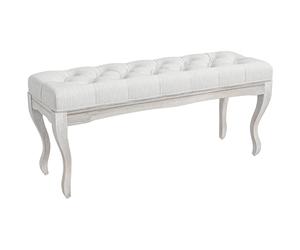 TEMU HOMCOM Taburete Pie de Cama para Pie de Cama con Pies de Madera y Asiento Acolchado Carga 120 kg Banqueta de Dormitorio para Entrada Pasillo 110x37x49 cm Crema