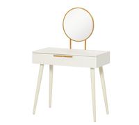 TEMU HOMCOM Tocador con Espejo Mesa de Maquillaje con 2 Cajones Estilo Moderno para Dormitorio Vestuario 80x40x123 cm