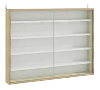 TEMU HOMCOM Vitrina Expositora Vitrina de Pared con Estantes Ajustables y Correderas de Vidrio para Colecciones Perfumes Figuras de Decoración 80x9, 5x60 cm