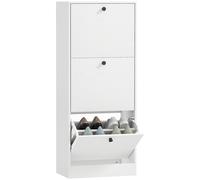 TEMU HOMCOM Zapatero Puertas Abatibles Zapatero Entrada Recibidor con Estantes Ajustables de Zapatos para Pasillo Espacios Reducidos 47x28x115 cm