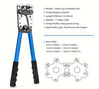 TEMU HX-50B Herramienta de Crimpado de Cables de Batería de 6-50mm² para AWG 10-1/0, Terminal de Tubo de Cables de Resistencia, Alicates de Crimpado Hexagonal